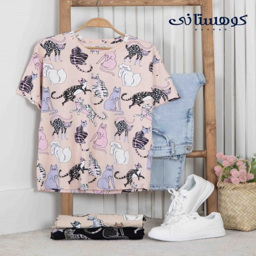 تیشرت طرح گربه A890